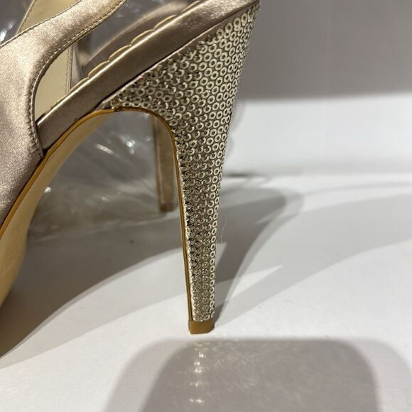 Lulu Townsend Gold Satin Slingback Heels - Picture 2 of 4